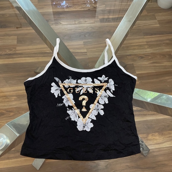 GUESS crop tank top, Size S/M, Black White Gold - Picture 4 of 4